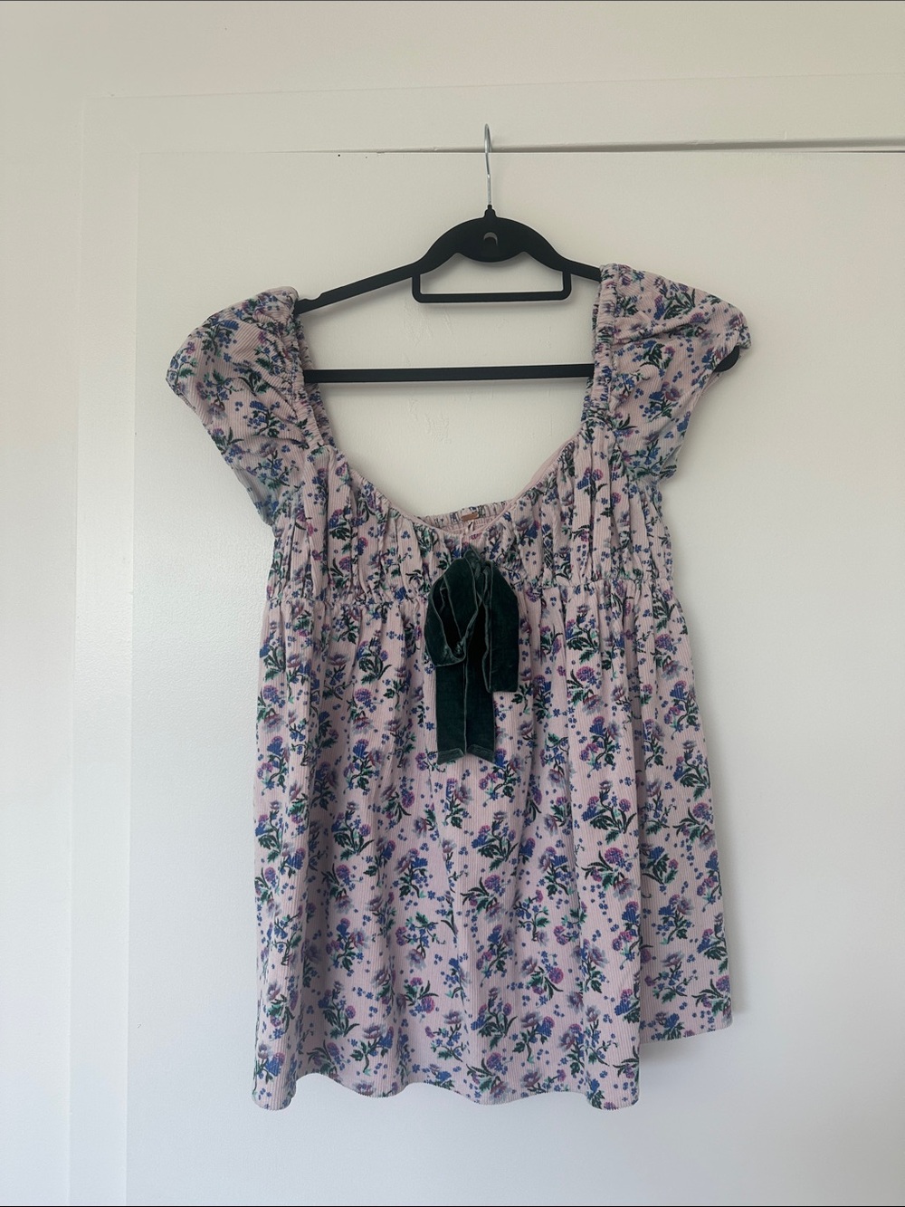 Free People Velvet Tunic with Green Bow